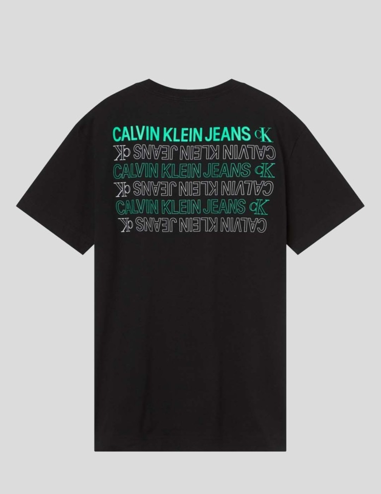 CALVIN KLEIN ck ripetere testo grafico tee nero
